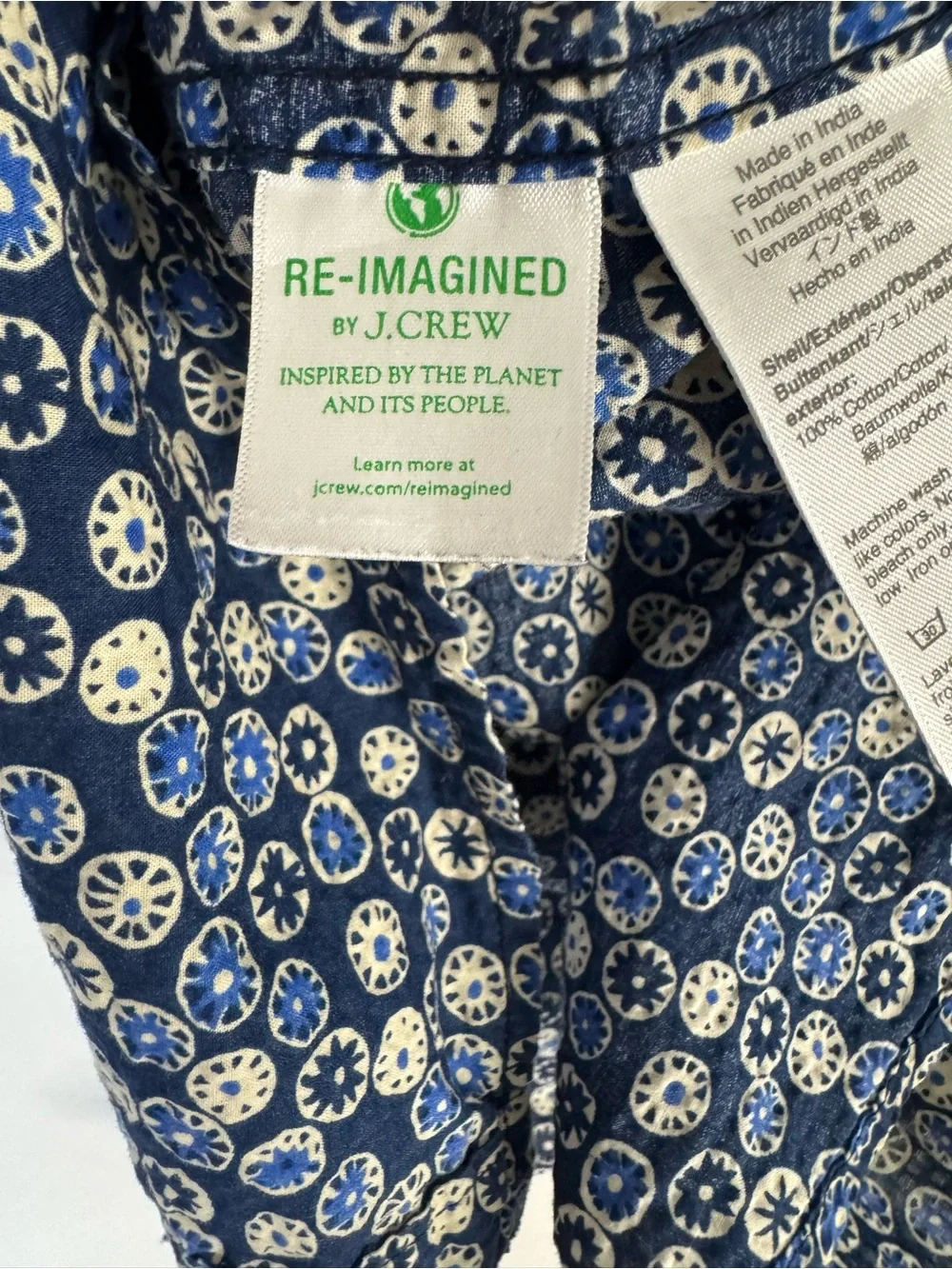 J. Crew Navy Floral Short-Sleeve Button-Down Shirt
